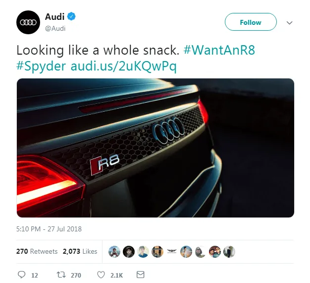 audi example of using hashtags
